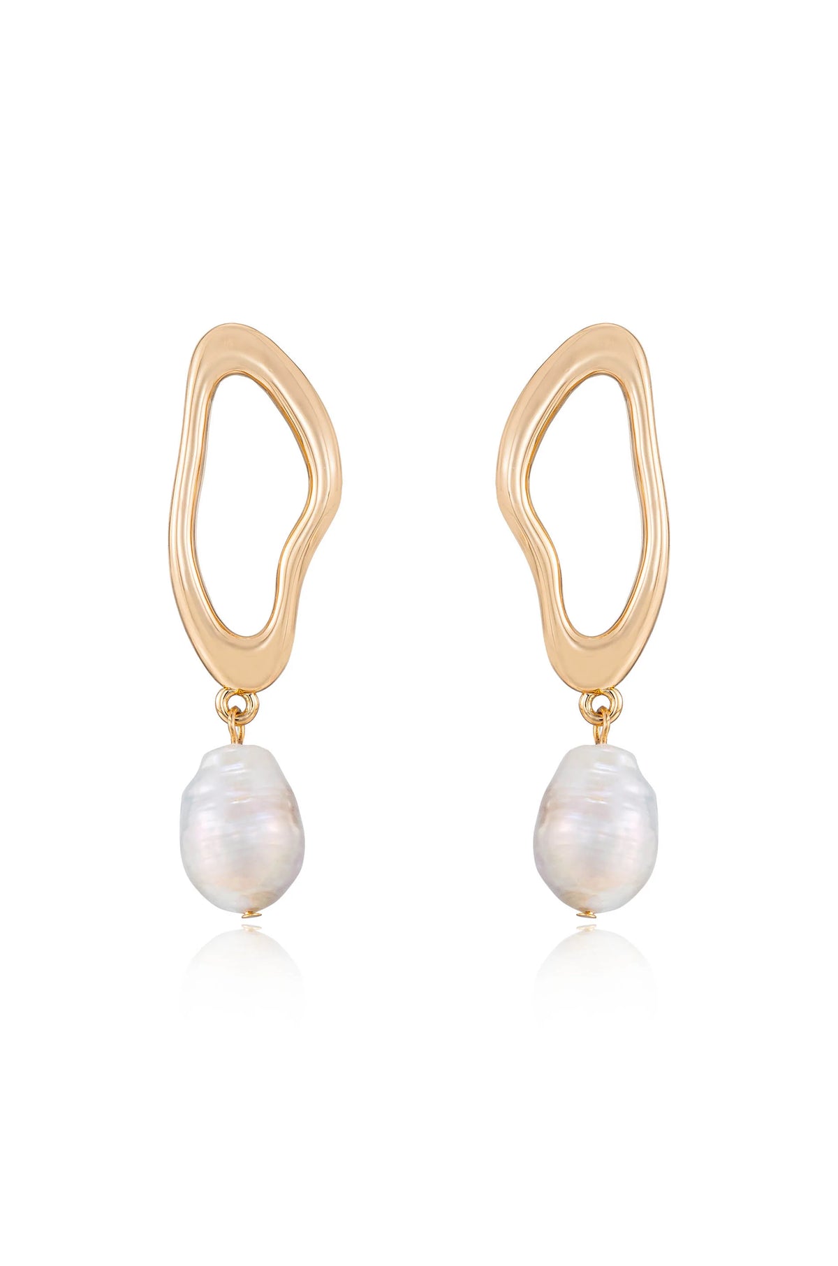Open Circle Freshwater Pearl Earrings