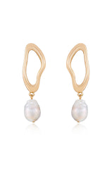 Open Circle Freshwater Pearl Earrings