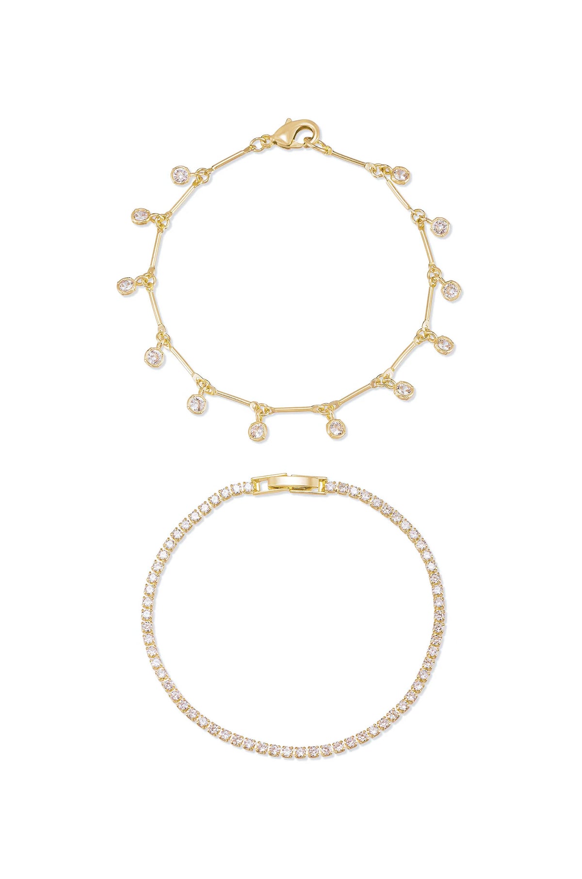 Crystal Droplet Chain Bracelet Set