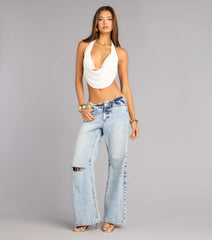 Just Show Up Cowl Halter Top