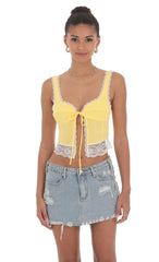 Lace Vest Top In Yellow