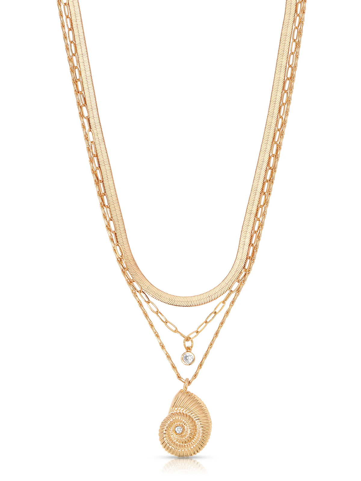 Nautilus Shell Pendant Layered Necklace