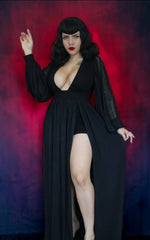 Minerva - Hauntingly Dramatic Mesh Maxi Dress With Built In Shorts