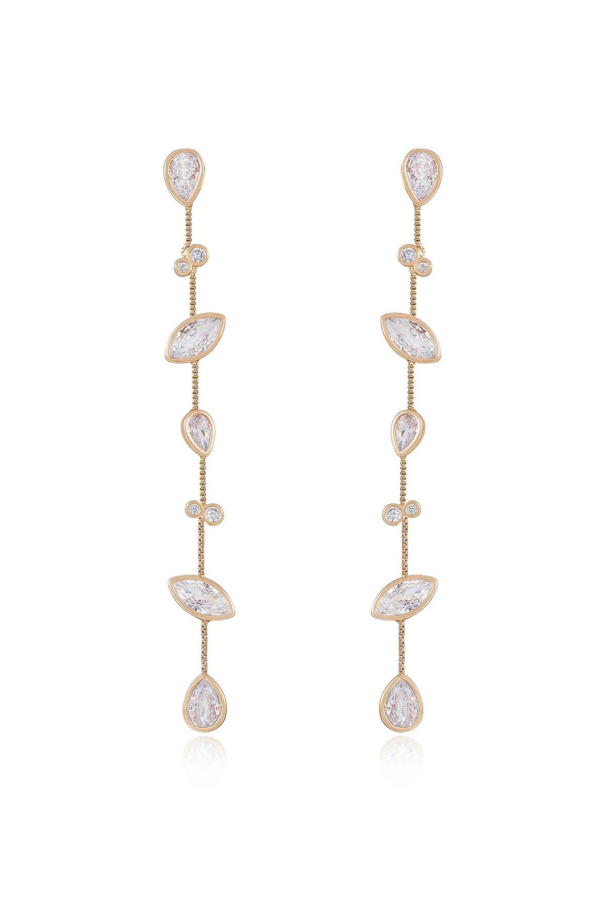 Falling Bezel Crystal Dangle Earrings