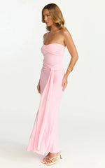 Aria Maxi Dress - Strapless Tie Waist Dress in Pink