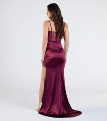 Olga Corset Lace Satin Wrap Mermaid Formal Dress
