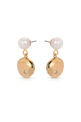 Small Pebble and Pearl Dangle Earrings