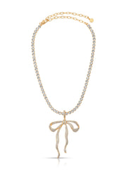Pave Bow Tennis Necklace