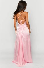 Blaise Pink Satin Maxi Dress