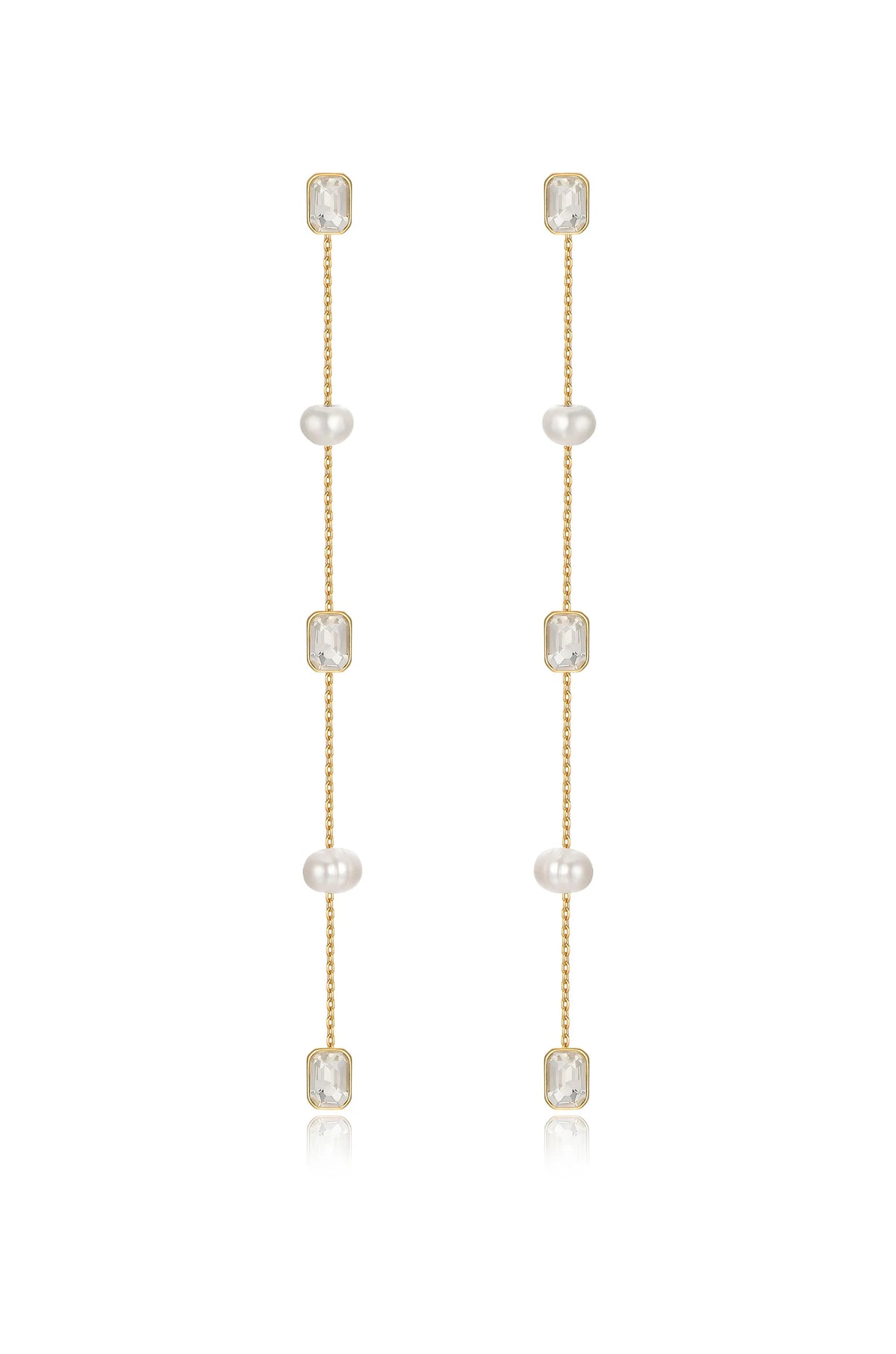 Pearl and Crystal Linear Earrings