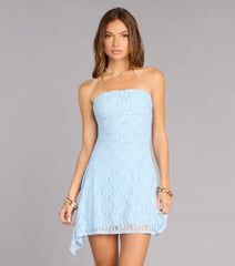 Cutie Vibe Lace Strapless A-Line Mini Dress