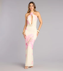 Petal Drip Plunge Maxi Dress