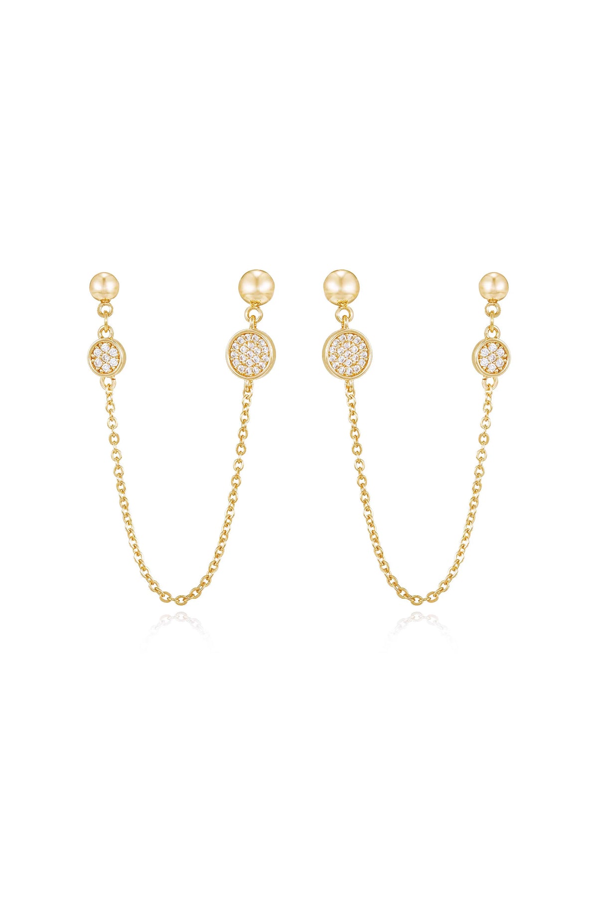 Double Piercing Chain Drop Earrings