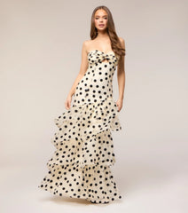 Valerie Polka Dot Ruffle Formal Dress