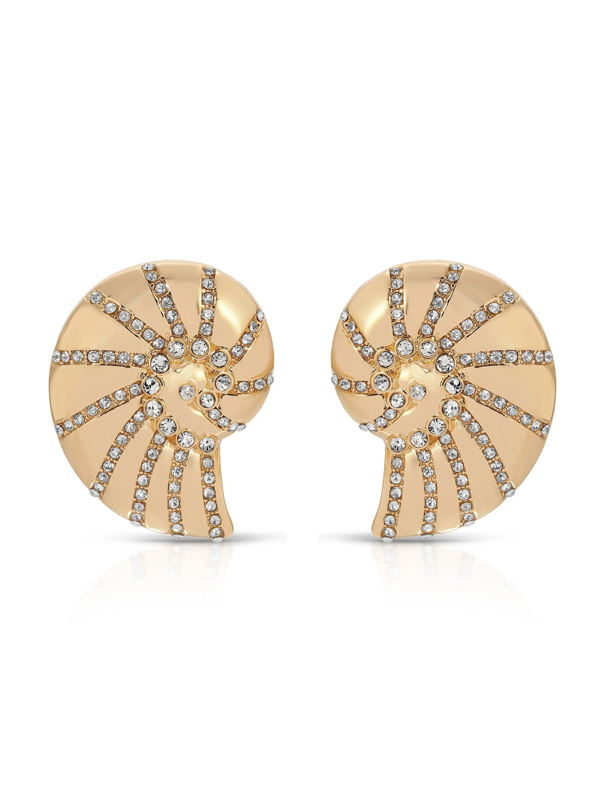 Crystal Studded Nautilus Shell Earrings