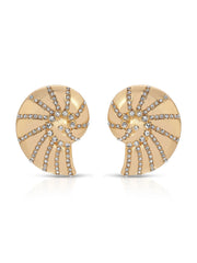 Crystal Studded Nautilus Shell Earrings