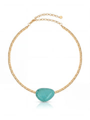 Beaded Turquoise Nugget Necklace