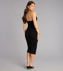 Late Dinner Plans Halter Slit Midi Dress