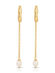 Linear Luxe Pearl Drop Earrings