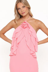 Zorina Halterneck Maxi Dress - Coral