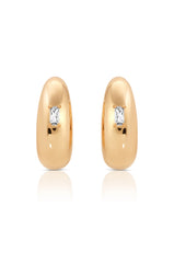 Oval Dome Baguette Hoops