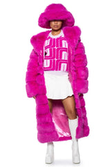 Azalea Wang Faux Fur Panel Hooded Trench