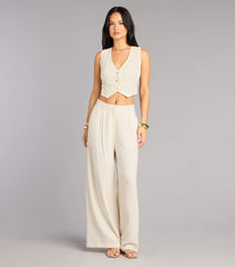 Effortlessly Polished Linen-Blend Cropped Vest