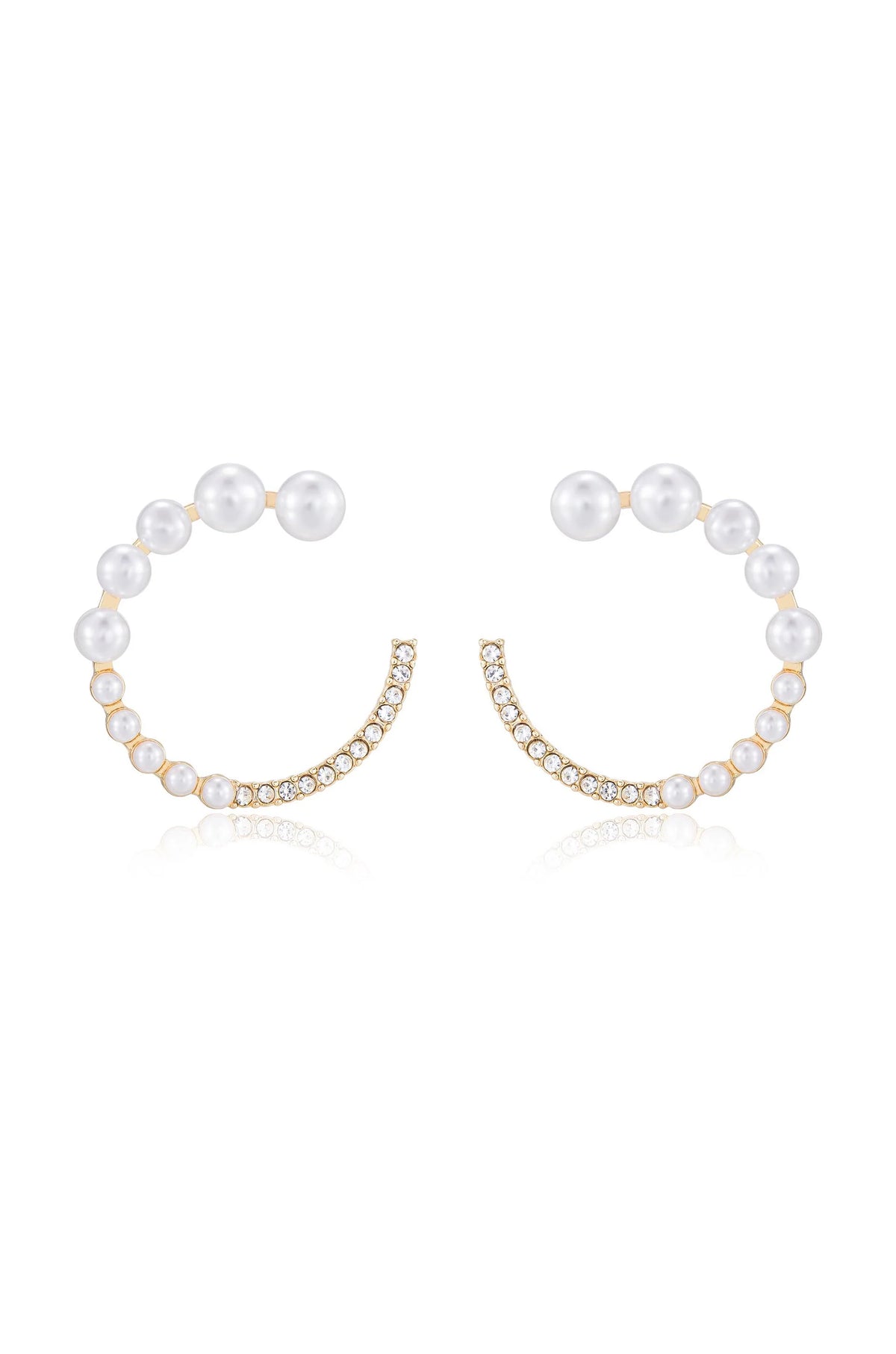 Chic Pearl And Crystal Open Circle Earrings