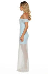 Tabitha Blue Off Shoulder Mesh Maxi Dress