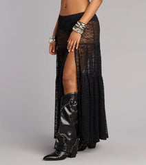 Soft Edge Sheer Lace Maxi Skirt