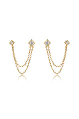 Double Piercing Diamond Shape Earrings