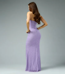 Cindy Beaded Strapless Column Formal Dress