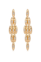Oval Dome Baguette Dangle Earrings