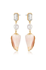 Golden Rimmed Shell Dangle Earrings