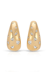 Bezel Crystal Dotted Hoop Earrings