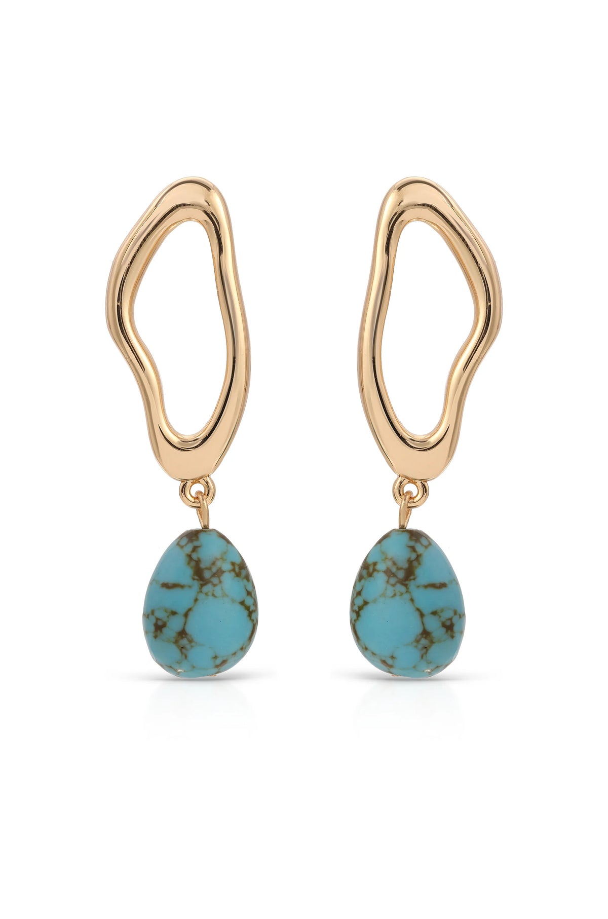Open Circle Turquoise Dangle Earrings