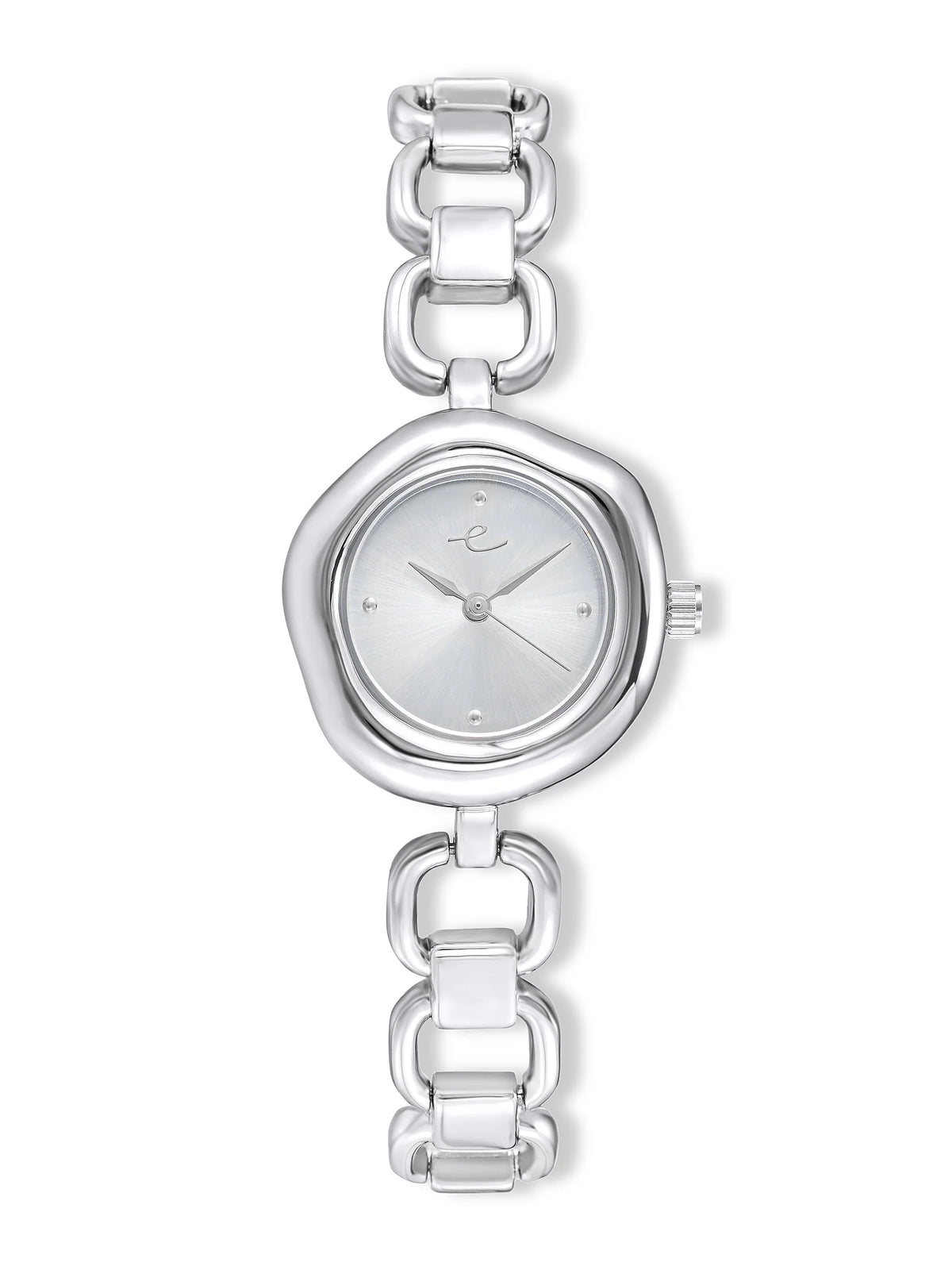 Open Circle Bracelet Watch in Silver