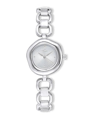 Open Circle Bracelet Watch in Silver