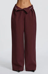 Kirsty Pants - Burgundy Pinstripe
