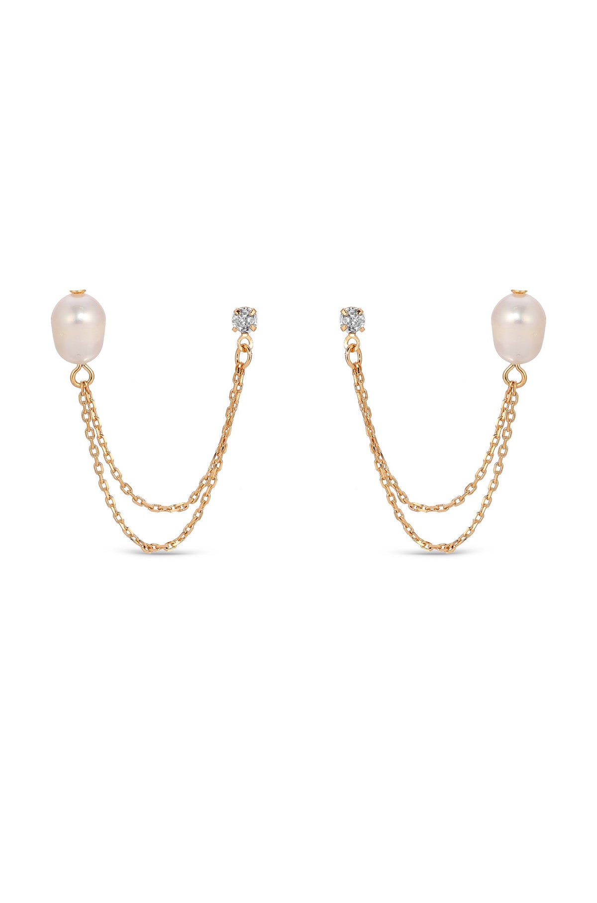 Double Piercing Freshwater Pearl Earring