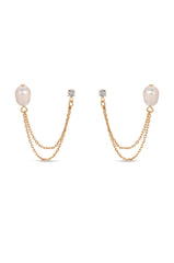 Double Piercing Freshwater Pearl Earring
