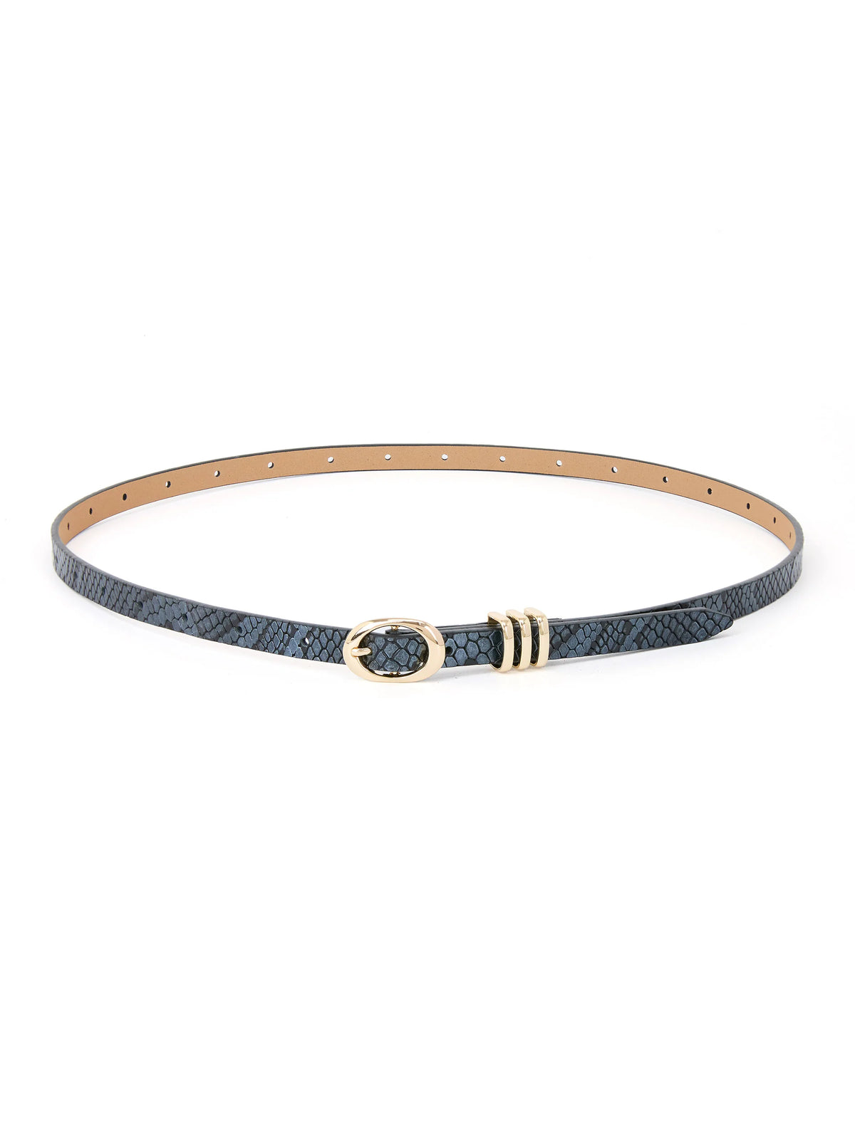 Classic Skinny Belt in Grey Snake