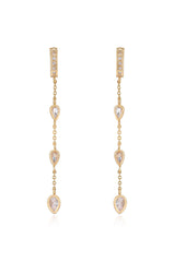 Bezel Crystal Huggie Dangle Earrings