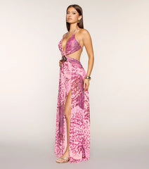 Trina Abstract Animal Print Formal Dress