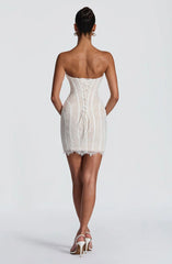 Sian Mini Dress - Ivory Embellishment