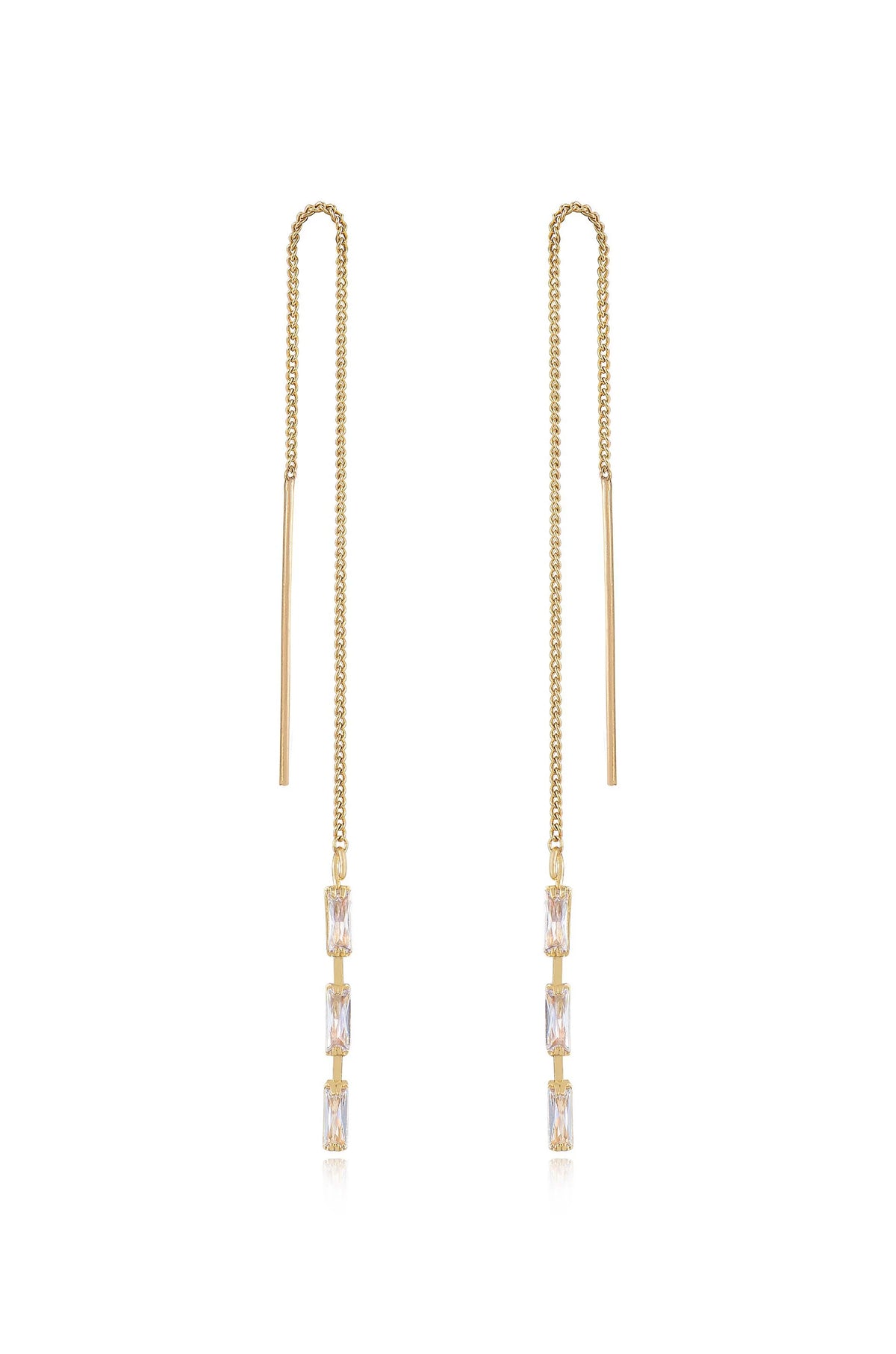 Crystal Baguette Threader Earrings
