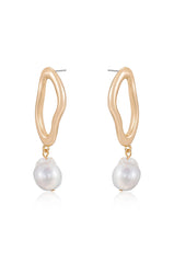 Open Circle Freshwater Pearl Earrings