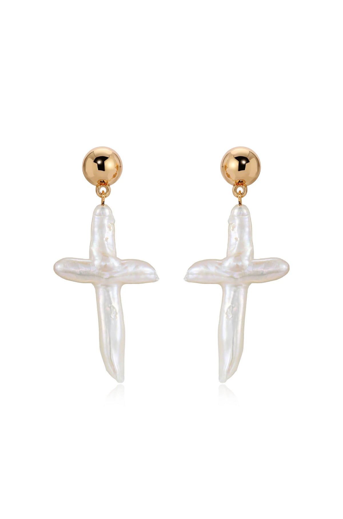 Organic Freshwater Pearl Cross Earrings