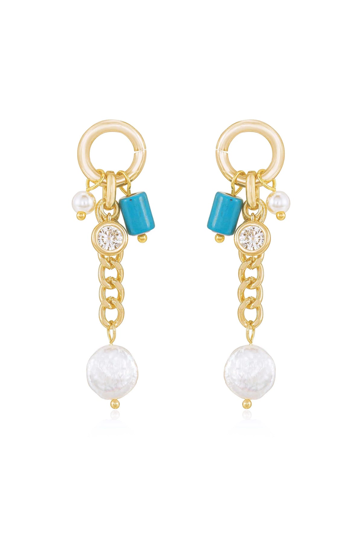 Pearl and Charm Dangle Earrings