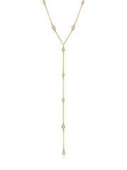 Simple Crystal Dot Lariat Necklace